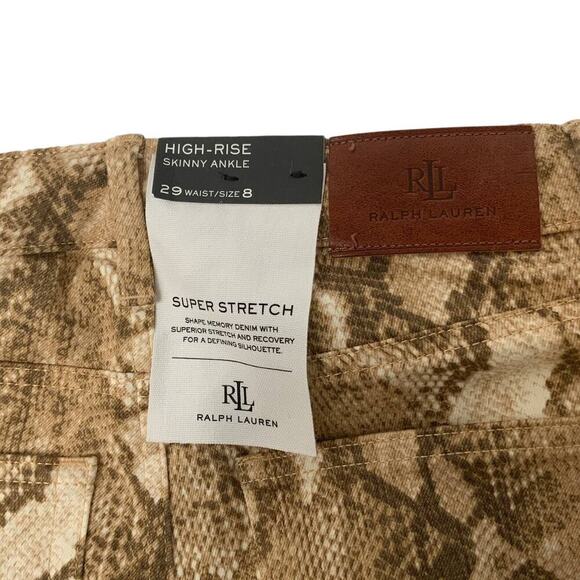Lauren Ralph Lauren Jeans Women 8 High Rise Skinny Super Stretch Snake Print NWT - Picture 11 of 16